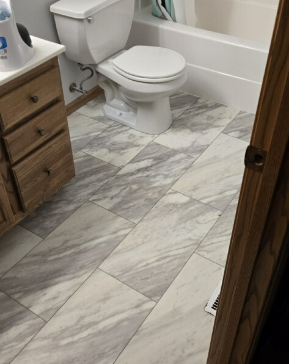 Installed tile flooring in home